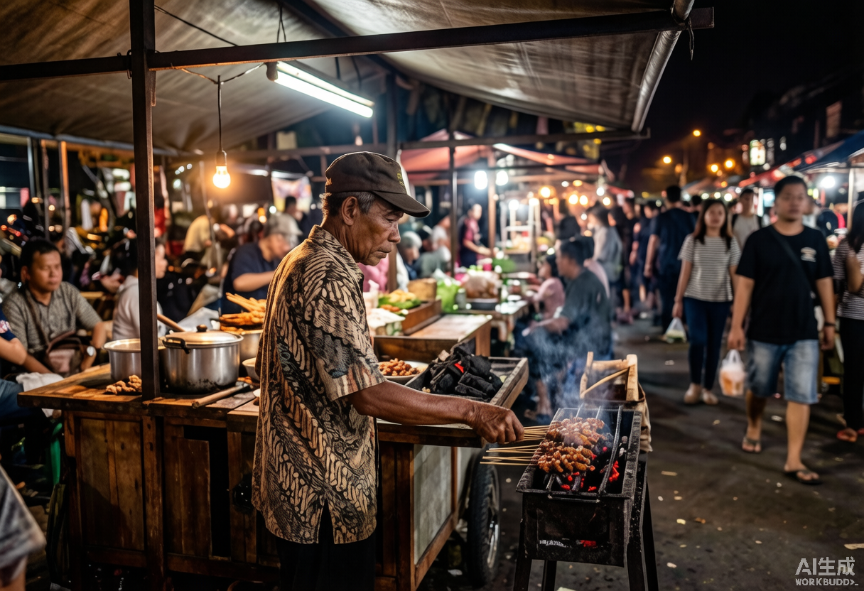 Enhanced Indonesian night-market scene